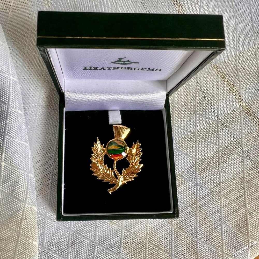 Vintage Heathergems Thistle Brooch Pin Scottish Jewelry Celtic Jewelry